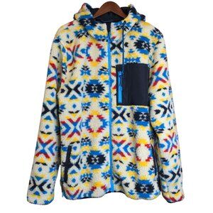 Dravus Sherpa Hoodie Aztec Fleece Zip Jacket Pocket Drawstring Hood Southwestern